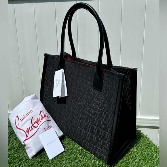 CHRISTIAN LOUBOUTIN BY MY SIDE E/W LARGE TOTE SHOULDER BAG BLACK CL MONOGRAM NEW - Picture 2 of 16